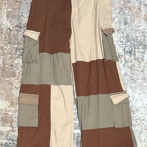 Fashion Nova High Rise Colorblock Cargo Jeans